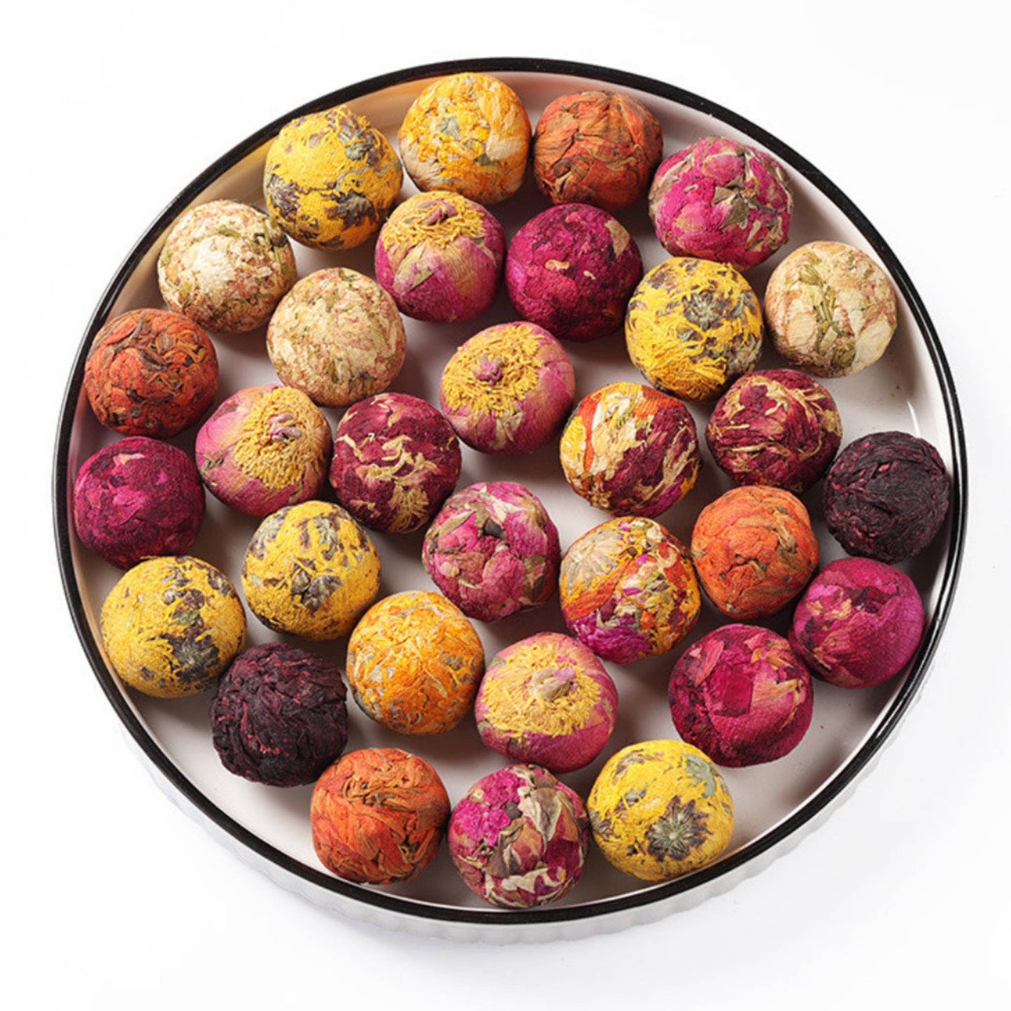 MINI Herbal Tea Balls, 3-Pack or Assortment: Assortment in glass test tube(4 Balls-Jasmine/Hibiscus/Rose/Mixed Flowers)