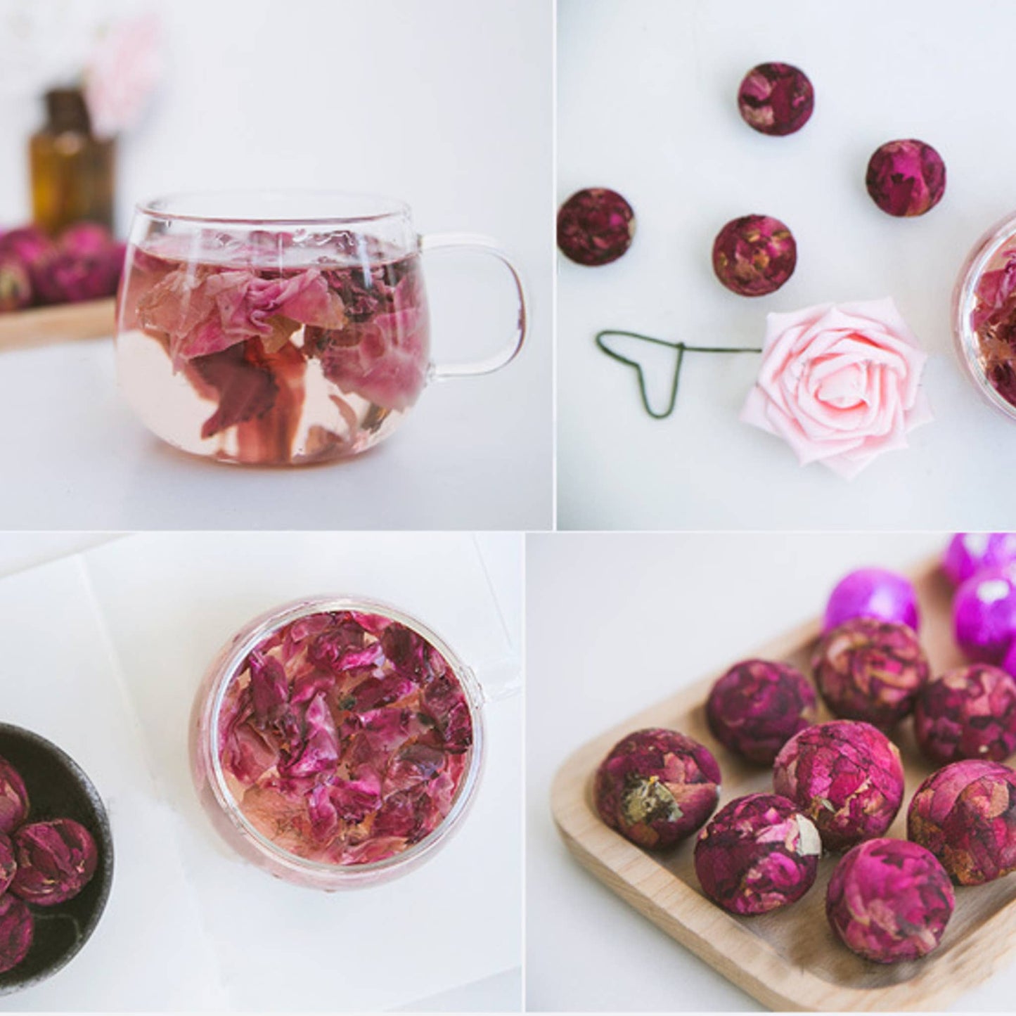 MINI Herbal Tea Balls, 3-Pack or Assortment: Assortment in glass test tube(4 Balls-Jasmine/Hibiscus/Rose/Mixed Flowers)