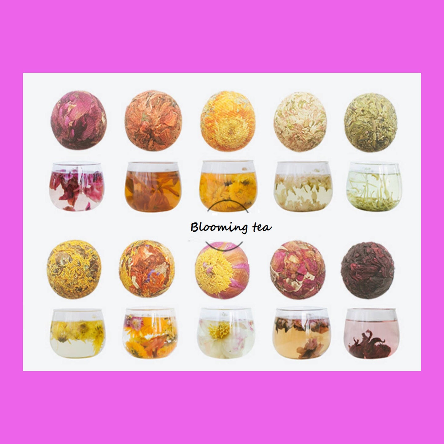MINI Herbal Tea Balls, 3-Pack or Assortment: Assortment in glass test tube(4 Balls-Jasmine/Hibiscus/Rose/Mixed Flowers)