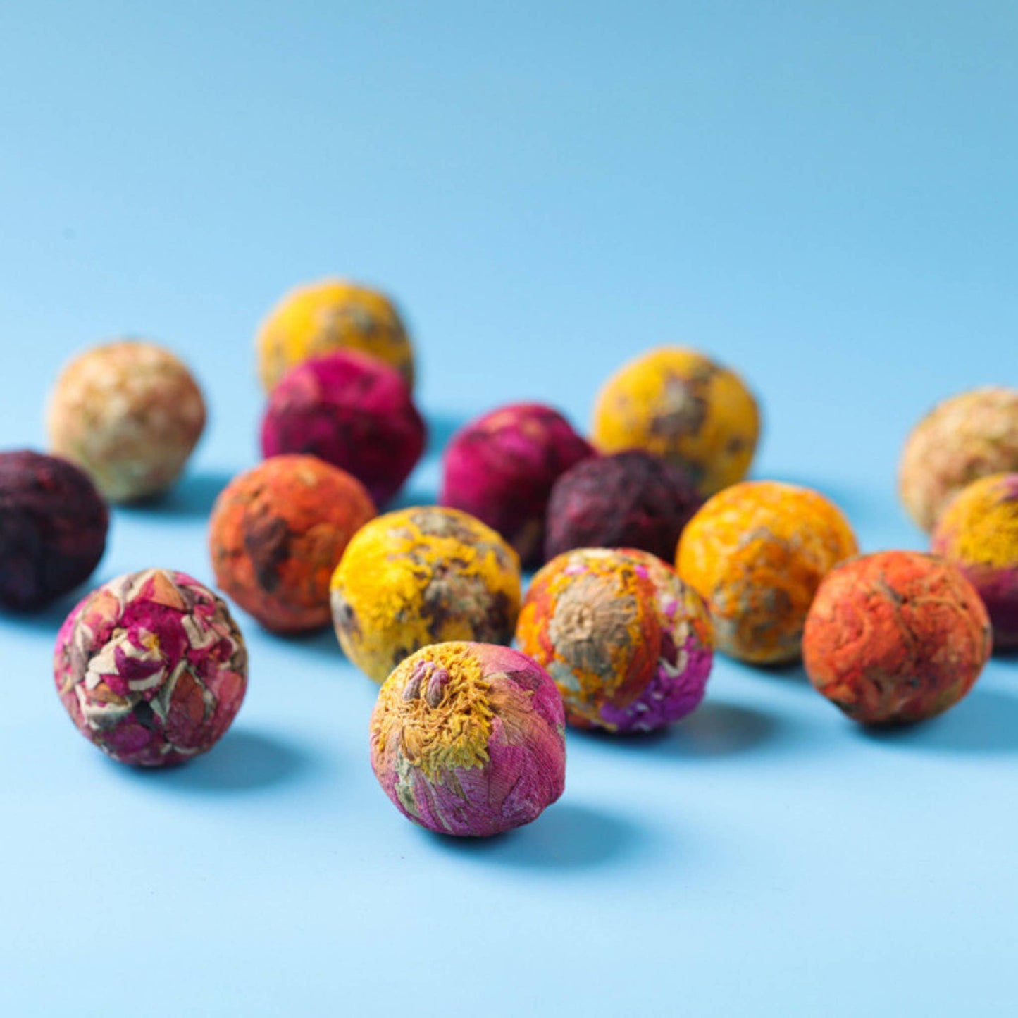 MINI Herbal Tea Balls, 3-Pack or Assortment: Assortment in glass test tube(4 Balls-Jasmine/Hibiscus/Rose/Mixed Flowers)