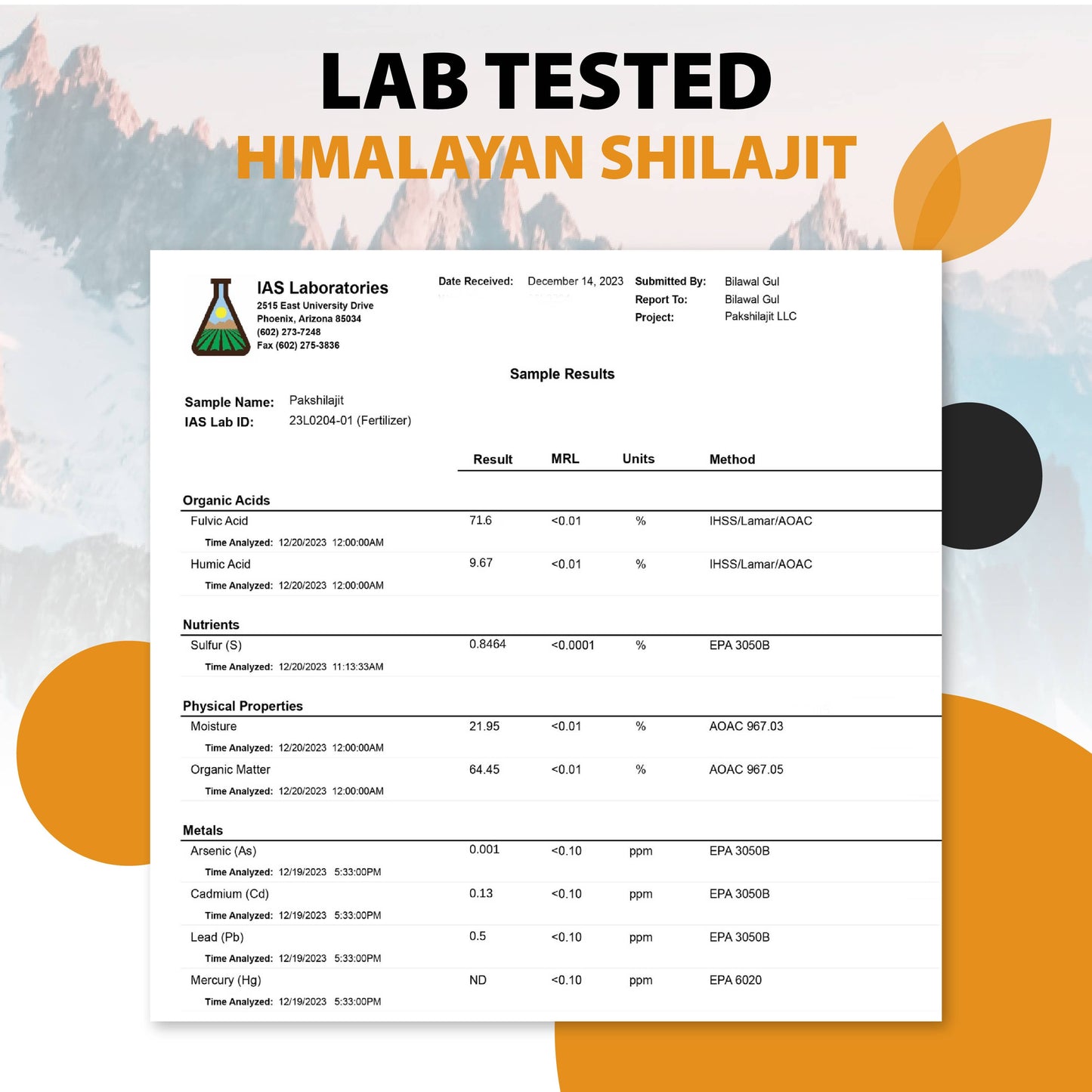 Pak Shilajit Organic Sundried Himalayan Shilajit Resin 15G