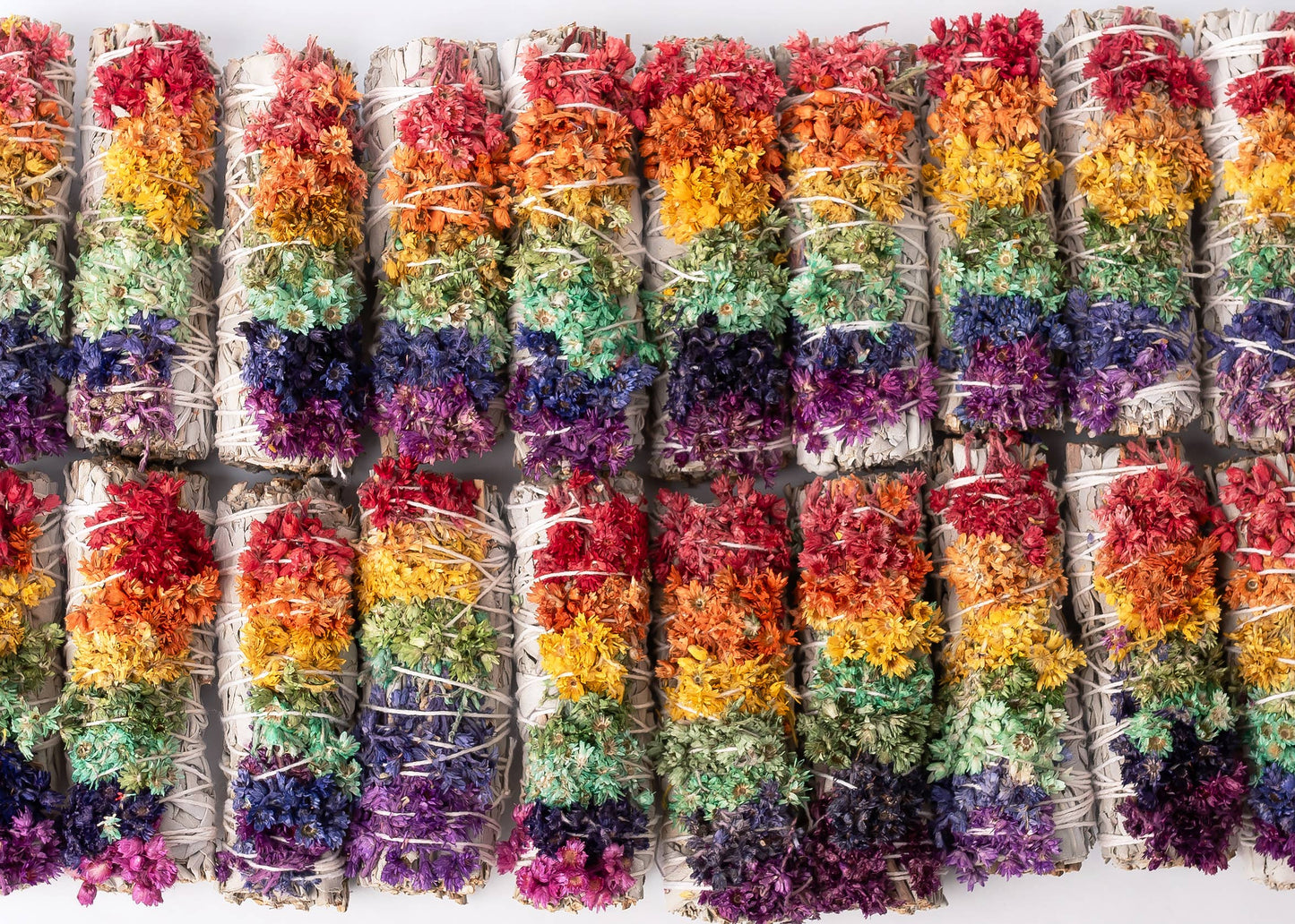 7 Chakra Floral Sage Wand, Spiritual, Energy, Cleanse Bundle