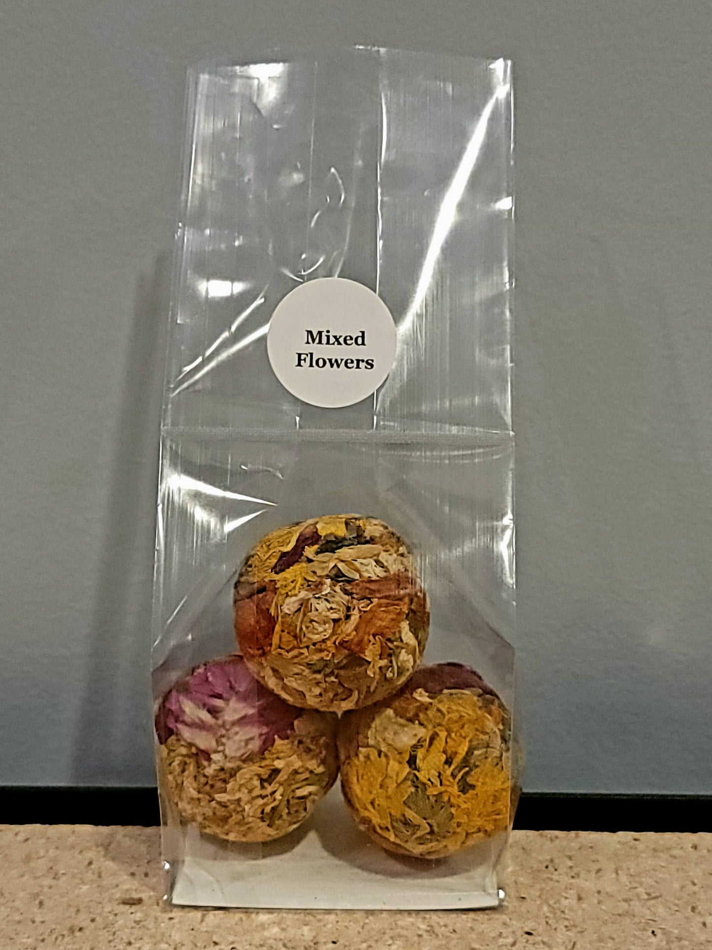 MINI Herbal Tea Balls, 3-Pack or Assortment: Assortment in glass test tube(4 Balls-Jasmine/Hibiscus/Rose/Mixed Flowers)