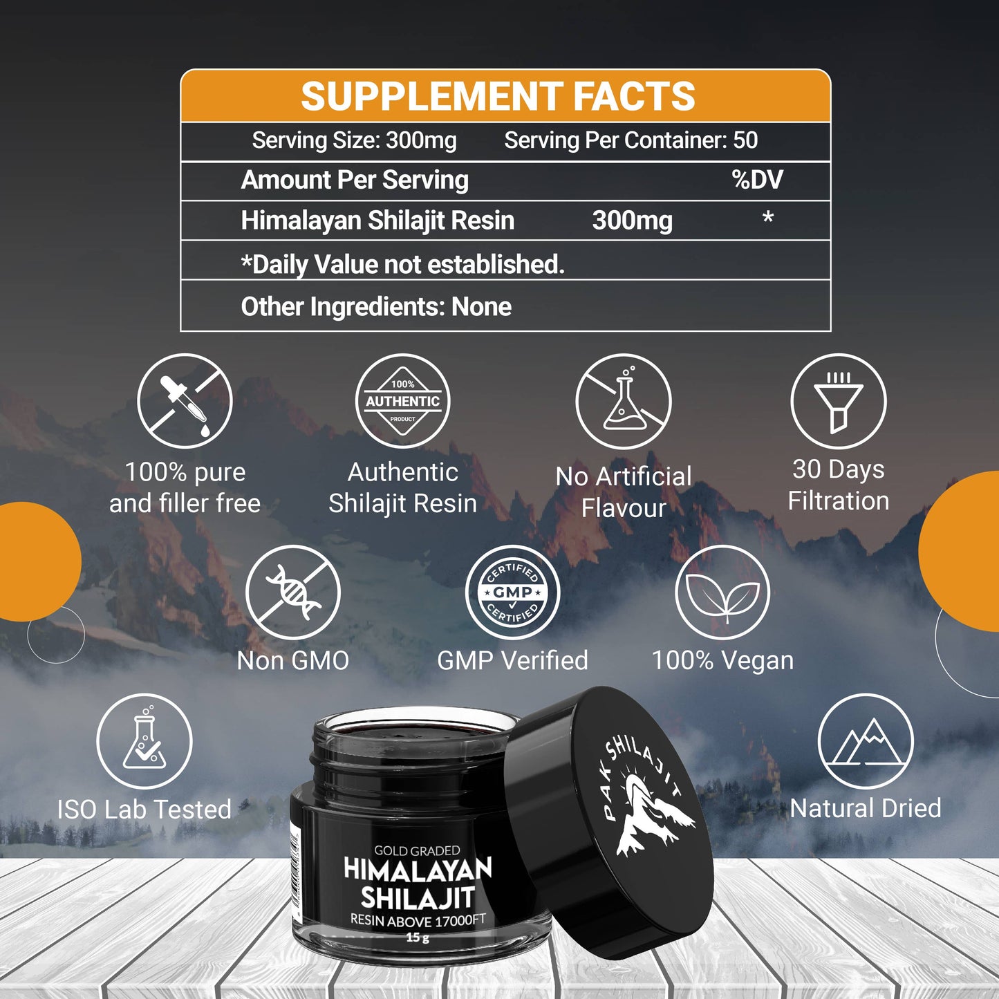 Pak Shilajit Organic Sundried Himalayan Shilajit Resin 15G