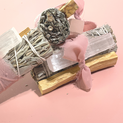 White Sage Protection Bundle with Selenite and Palo Santo