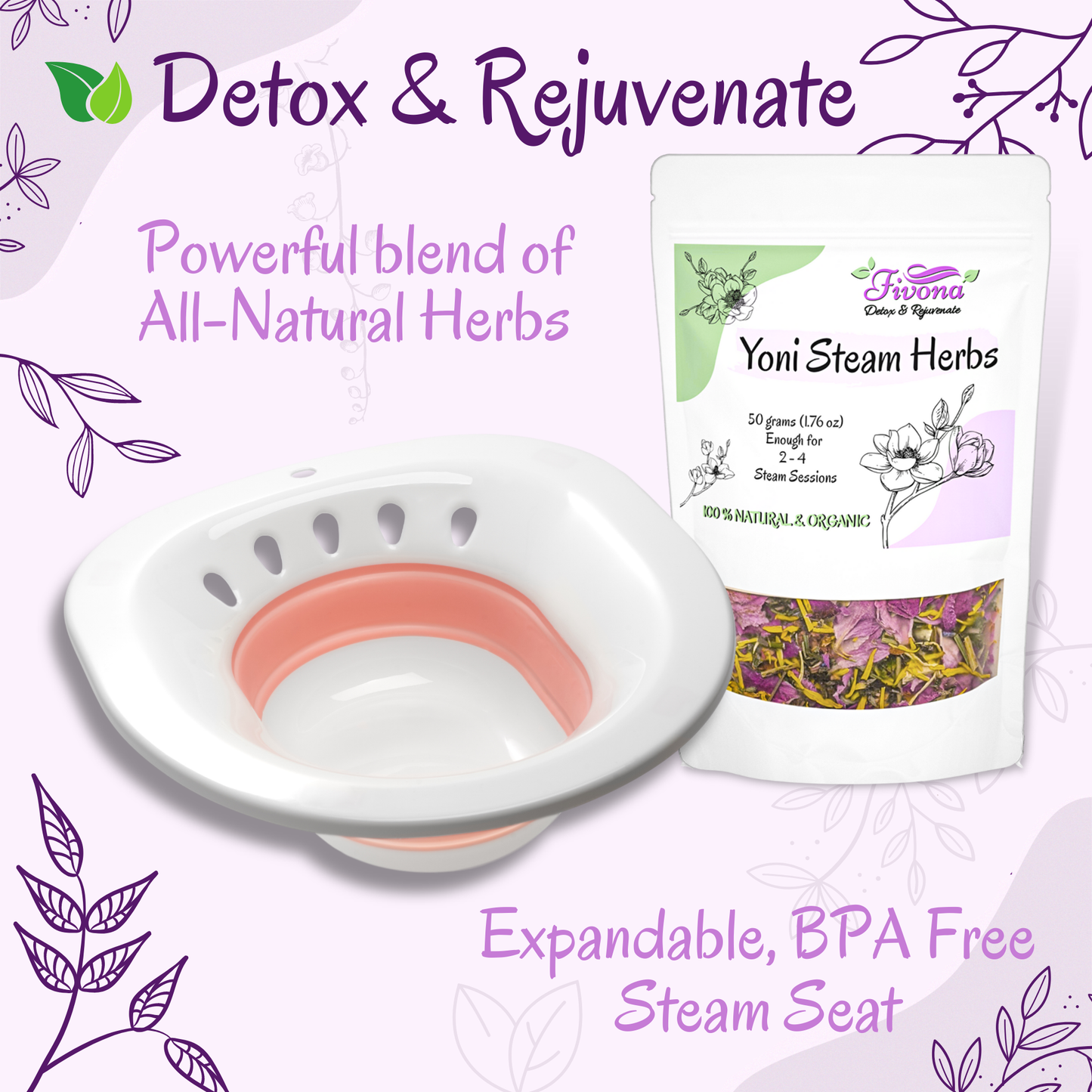 Yoni Steam Kit 2-in-1 Bundle of Foldable Seat with Seaming Herbs - SUNRISE RECIPE