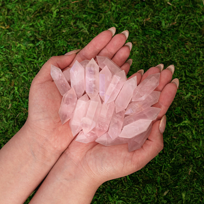 Natural Smooth Rose Quartz Double Point Crystal