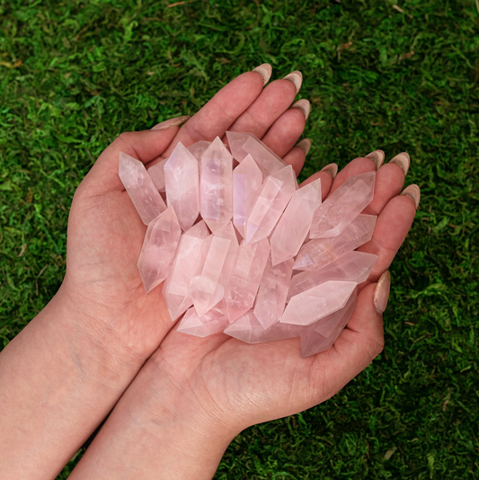 Natural Smooth Rose Quartz Double Point Crystal